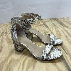 INC women's Size 7M snake skin print Sandal back zip block heel Ankle Strap